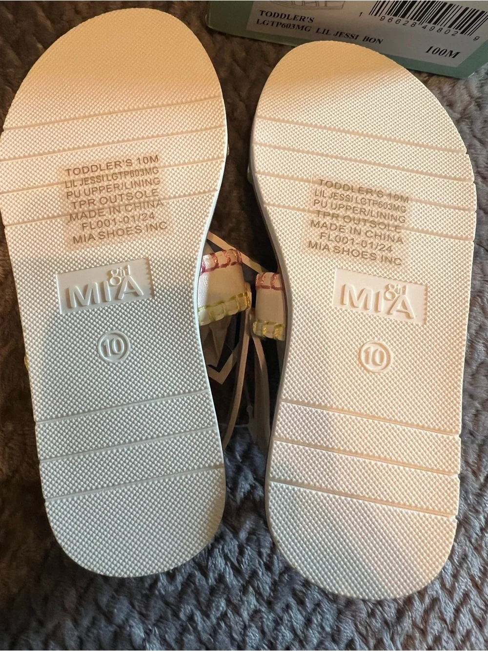 Kids Cream Cork Sandals with Multicolor Stitching